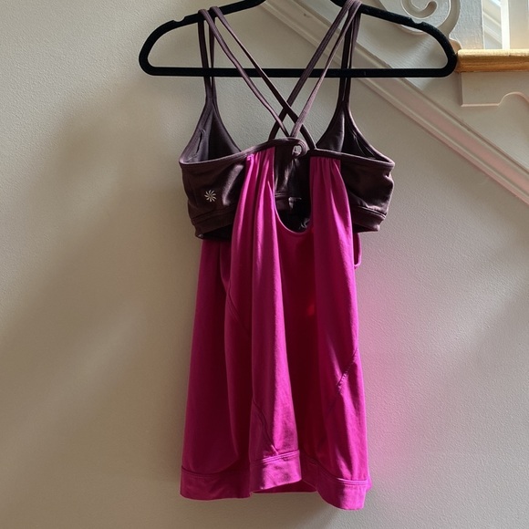 Athleta Hidden Agenda No Limits Built in Bra Racerback Tank Pink Deep Burgundy M - Picture 7 of 10